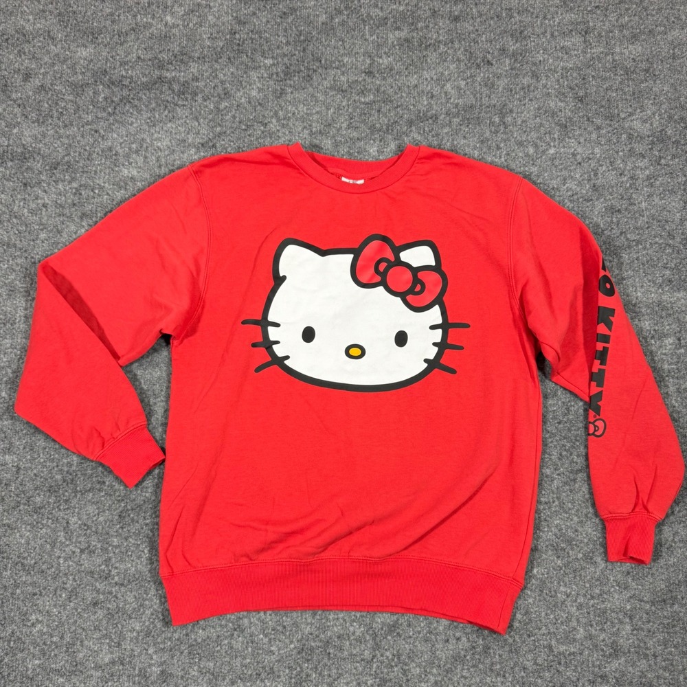Sanrio Hello Kitty Graphic Pullover Sweatshirt Womens Medium Red Cotton EUC